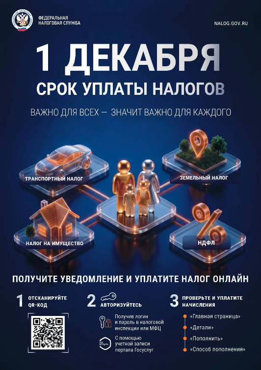 1 ДЕКАБРЯ — СРОК УПЛАТЫ НАЛОГОВ